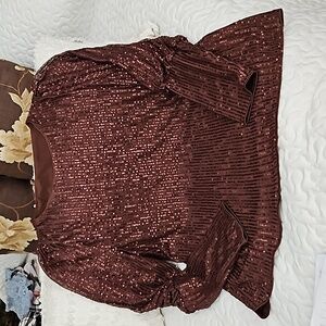 Brown Sequin Top. Size Large
